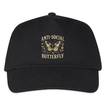 Antisoziale Schmetterlings-treue Illustration - Kinder Basecap - Schwarz - Vorne