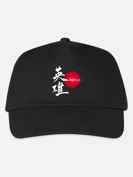 The word hero in Japanese (white) - Kids’ Baseball Cap - black