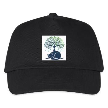 Sleeper cat under tree swirl - Kids’ Baseball Cap - black - Front