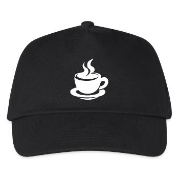 Kaffeetasse mit Dampf minimalistisches Design - Kinder Basecap - Schwarz - Vorne