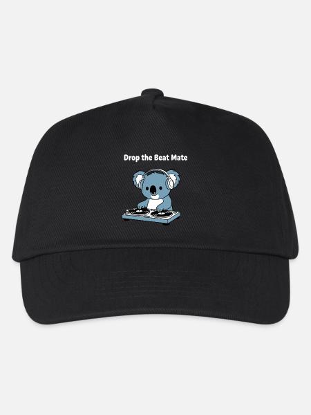 Drop the Beat Koala DJ - Kinder Basecap - Schwarz