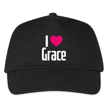 I Love Grace Pink Heart I Love Grace - Kids’ Baseball Cap - black - Front