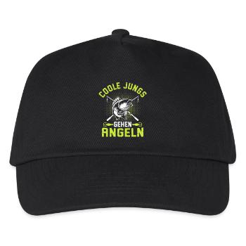 Coole Jungs gehen Angeln Kinder Junge Angel  - Kinder Basecap - Schwarz - Vorne