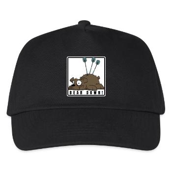 Lustiges Darts Comic Motiv. BEAR DOWN ! - Kinder Basecap - Schwarz - Vorne
