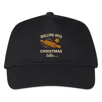 Weihnachten Weihnachtsbäckerei Teigroller und Keks - Kinder Basecap - Schwarz - Vorne