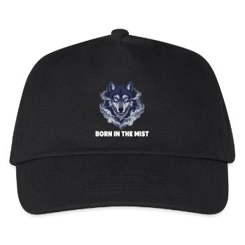 Nebelwolf: Wolfkopf im Dunst - Kinder Basecap - Schwarz - Vorne