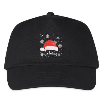 Weihnachtsmütze Ho ho ho Weihnachtsmann - Kinder Basecap - Schwarz - Vorne