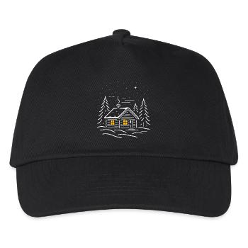 Cabane enneigée lumineuse au sapin - Casquette de baseball Enfant - noir - Devant