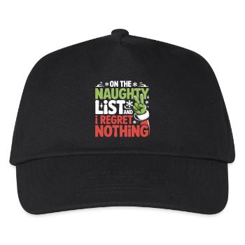 Funny Naughty List Regret Nothing Christmas - Kids’ Baseball Cap - black - Front