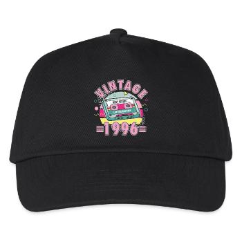 30. Geburtstag Vintage 1996 90s Retro Stil Damen - Kinder Basecap - Schwarz - Vorne
