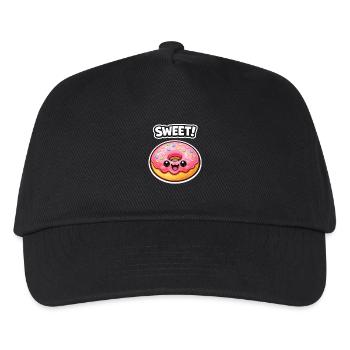 Kawaii Donut Rosa Zuckerguss - Kinder Basecap - Schwarz - Vorne