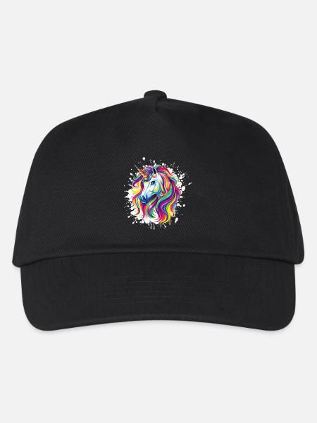  Einhorn Portrait Unicorn - Kinder Basecap - Schwarz