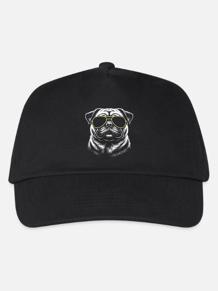 Mops Kopf - Kinder Basecap - Schwarz