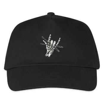 Skeleton Drumsticks Hand – Metal Rock Horns Drumme - Kinder Basecap - Schwarz - Vorne