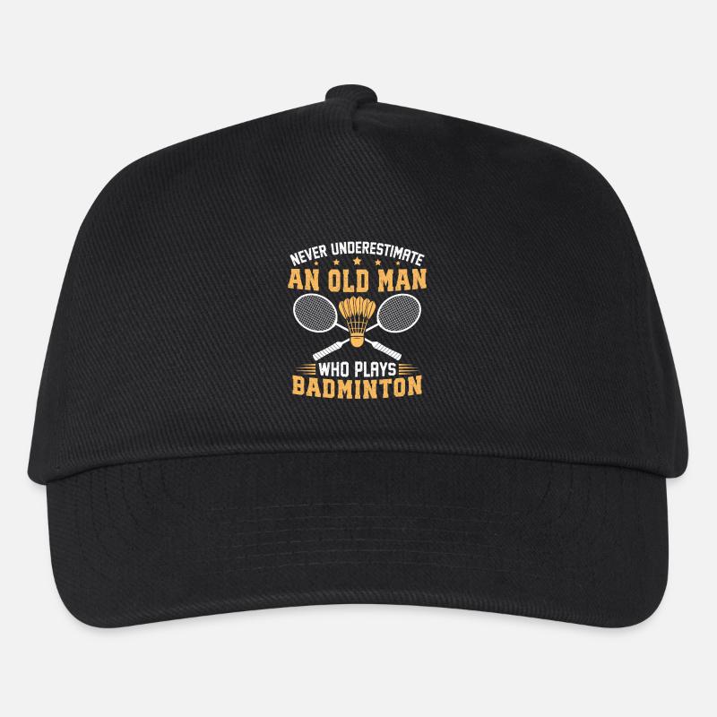 never underestimate an old man who plays badminton - Kids’ Baseball Cap - black