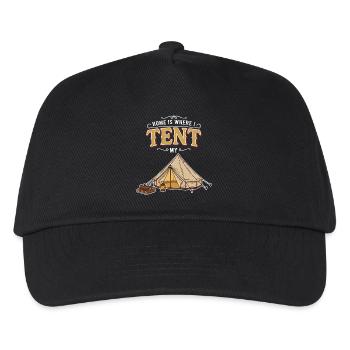 Camping Zelt Humor Zitat Zuhause ist, wo ich zelte - Kinder Basecap - Schwarz - Vorne