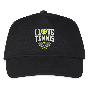 Tennis T-shirt, I Love Tennis Shirt, Hoodie, Mütze - Kinder Basecap - Schwarz - Vorne