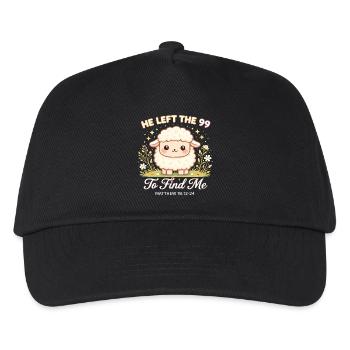 Lammmotiv: Er suchte mich Bibelvers Schaf - Kinder Basecap - Schwarz - Vorne