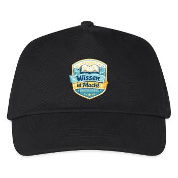 Wissen ist Macht Badge - Kinder Basecap - Schwarz - Vorne