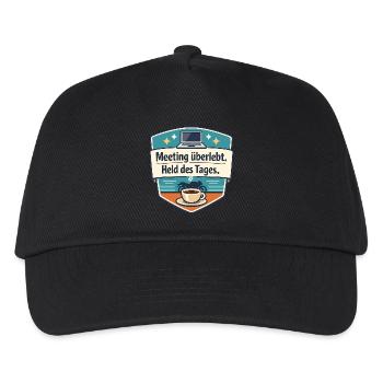 Meeting Überlebt – Held Des Tages Badge - Kinder Basecap - Schwarz - Vorne