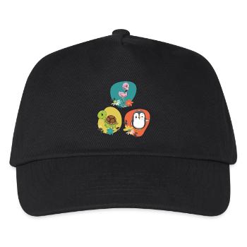 Flamingo Schildkröte Pinguin  - Kinder Basecap - Schwarz - Vorne