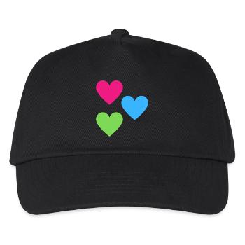 Neonherzen Trio - Kinder Basecap - Schwarz - Vorne
