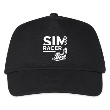 Simracing Logo mit Simulator Cockpit - Kinder Basecap - Schwarz - Vorne