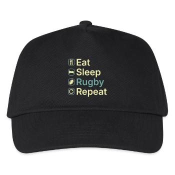 Manger et dormir Rugby Répéter Cadeau drôle de joueur de rugby - Casquette de baseball Enfant - noir - Devant