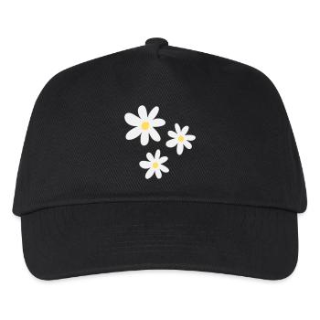 Weiße Blüten in zeitloser Eleganz - Kinder Basecap - Schwarz - Vorne