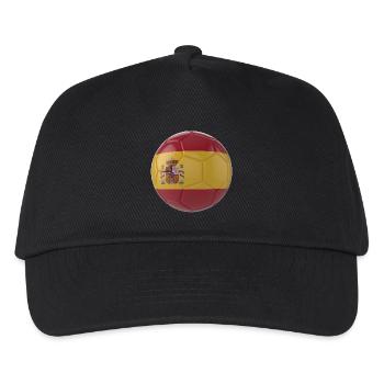 SPANIENS FLAGGE AUF EINEM FUSSBALL - Kinder Basecap - Schwarz - Vorne