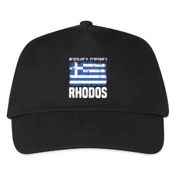 Insel Rhodos Koordinaten - Kinder Basecap - Schwarz - Vorne