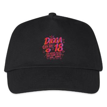 18. Geburtstag Mädchen 18 Jahre 2008 lustig Digga - Kinder Basecap - Schwarz - Vorne