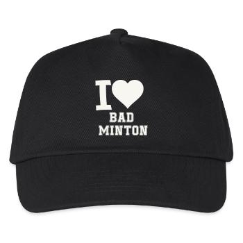 I love badminton heart - Kids’ Baseball Cap - black - Front