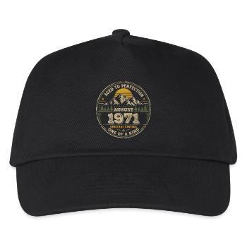 Vintage 1971 August 1971 Birthday Gift - Kids’ Baseball Cap - black - Front