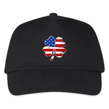 USA Flagge Vierblättriges Kleeblatt - Kinder Basecap - Schwarz - Vorne