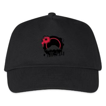 Fujiyama mit Kirschblüte und Kalligrafie - Kinder Basecap - Schwarz - Vorne