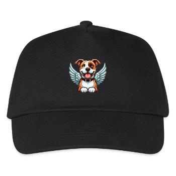 Pitbull Hund Engel Flügel Heiligenschein - Kinder Basecap - Schwarz - Vorne