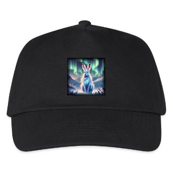 Schneehase Aurora Borealis - Kinder Basecap - Schwarz - Vorne