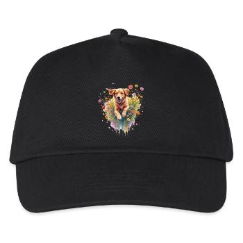 Dog playing in flowers - Kids’ Baseball Cap - black - Front
