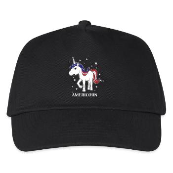 Americorn! Einhorn! Unicorn! Trendy Cute! USA! - Kinder Basecap - Schwarz - Vorne