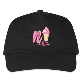 N'ice Erdbeer-Softeis-Emoji mit Buchstaben N - Kinder Basecap - Schwarz - Vorne