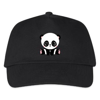 panda bear baer baby bamboo bambus64 - Kinder Basecap - Schwarz - Vorne