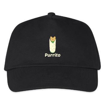 Purrito - Katzen Burrito schnurren Katze Kätzchen - Kinder Basecap - Schwarz - Vorne