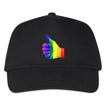 Regenbogen LGBT Daumen hoch - Kinder Basecap - Schwarz - Vorne