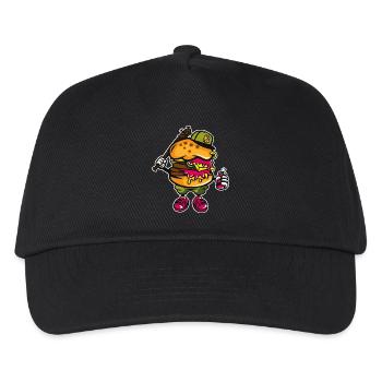 Gangster Burger - Cartoon and Cartoon Shirt Motif - Kids’ Baseball Cap - black - Front