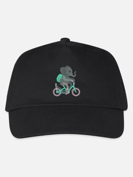 Rucksack Elefant Fahrrad Einschulung kita - Kinder Basecap - Schwarz