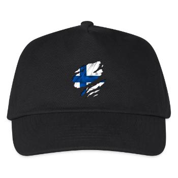 finland finnland flagge - Kinder Basecap - Schwarz - Vorne