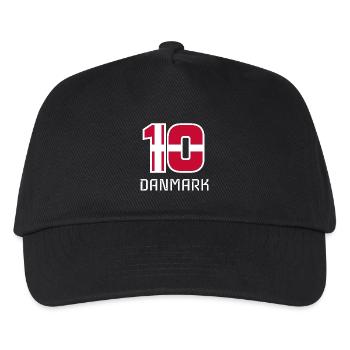 Dänemark 2018 Fußball Nationalmannschaft Fan 10 Geschenk - Kinder Basecap - Schwarz - Vorne