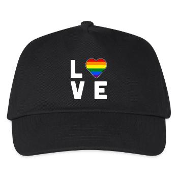 LGBT Pride Regenbogenfarbe Liebe Herz Gay Pride - Kinder Basecap - Schwarz - Vorne