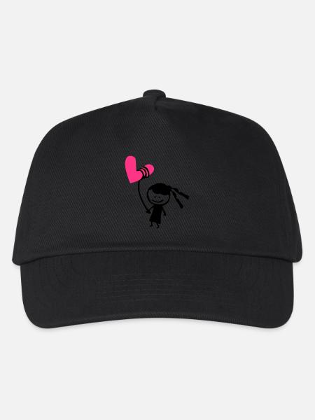 Kleines Mädchen mit Herzballon - Kinder Basecap - Schwarz